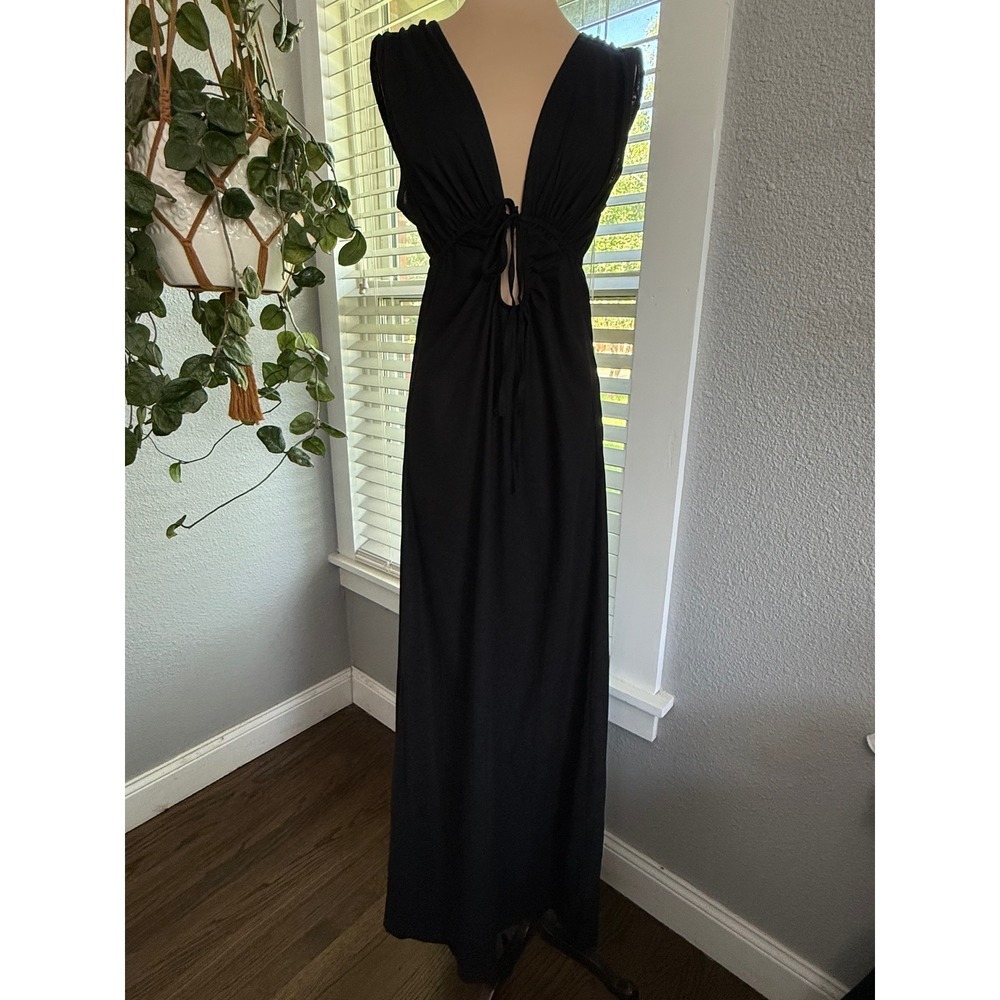 NWT Revolve Riot Swim Calli Ruched Front Tie Linen Blend Maxi Dress Size Large